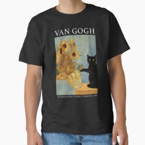 Van Gogh Black Cat With Sunflowers Funny Cat